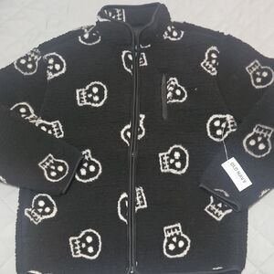 Old Navy Black and White Skull Kids Puffer Jacket